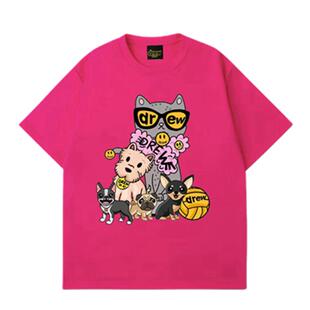 Drew卡通小狗笑脸短袖T恤女欧美潮牌贾斯汀比伯宽松纯棉情侣上衣