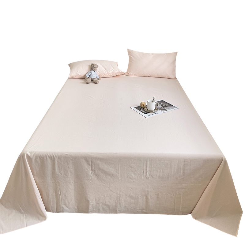 晚安猫新款ins纯色水洗棉床单单件学生宿舍单人双人被单夏季床品