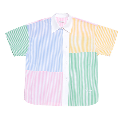 basicshenshen条纹拼色短裤套装