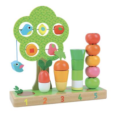 vilac多彩蔬菜堆塔数字启蒙玩具