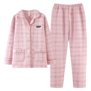 浪莎2026秋冬新款睡衣女士冬季空气棉夹棉夹层保暖大码家居服套装