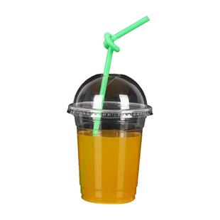 包邮一次性杯子塑料杯饮料杯奶茶杯果汁杯带吸管带盖100套
