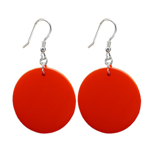 防过敏999纯银耳环原木头气质高级橙黄蓝绿粉99足银耳饰百搭简约