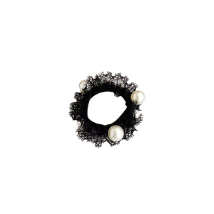 韩版黑色蕾丝花边珍珠发圈发饰成人高弹力扎马尾皮筋扎头头绳头饰