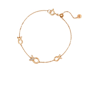 新品周生生萌芽系列比彼心钻石18K玫瑰金手链珠宝手饰94087B