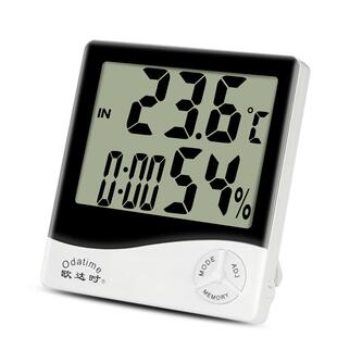 欧达时电子温湿度计高精度家用室内客厅卧室电子温度表带闹钟时间