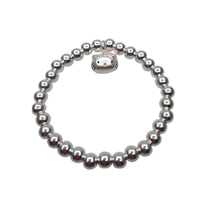 s999纯银手链定制亲子婴儿弹力绳新生儿童款铃铛银圆珠日韩手串