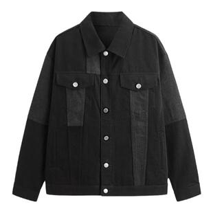 GXG男装 休闲时尚牛仔翻领夹克2025秋冬新款羽绒服工装上衣外套男