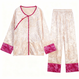 猫人金丝绒睡衣女款秋冬季加绒加厚国风新中式家居服送妈妈礼盒装