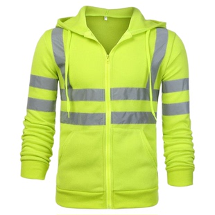 Reflective strip long sleeve hoodie jacket反光条长袖连帽外套