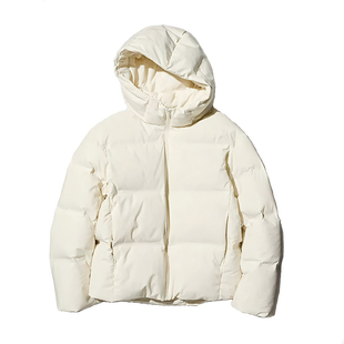 优冬季无缝羽绒服女休闲简约百搭连帽短款宽松外套夹克469896