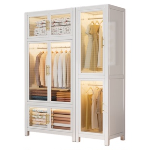 衣柜家用卧室简易组装出租房用全钢架子结实耐用衣橱收纳储物柜子