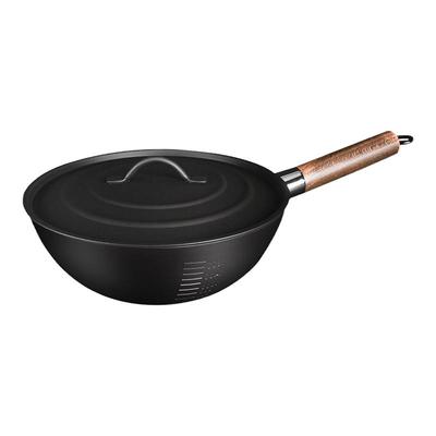 户外露营火锅便携锅具无涂层小炒锅可拆卸手柄便携一人窒化小铁锅