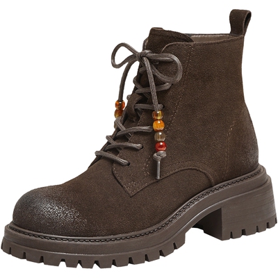 TATA他她靴子秋季款百搭短筒靴子时尚工装靴女士马丁靴CF601DD5