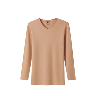 三枪单上衣春季薄款全棉保暖内衣女V领纯棉抗静电秋衣秋裤男圆领