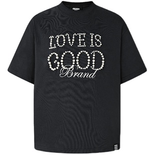 【官方正品】GOODBRAND LOVE IS GOOD珍珠标语短袖T恤 明星同款