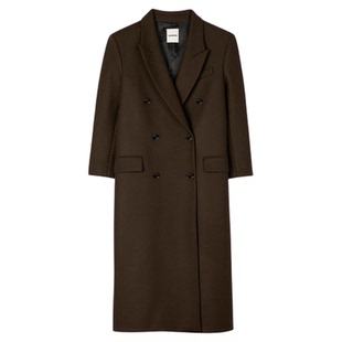 季末7折SANDRO2025秋冬新款女装迪木尔风复古廓形翻领毛呢大衣