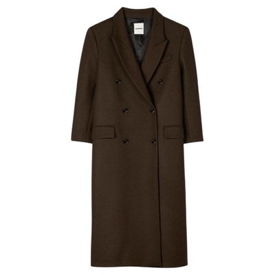 SANDRO戗驳领直筒大衣外套