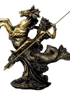 树脂欧式复古波塞冬雕像雕塑摆件