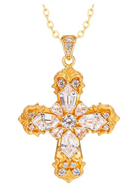 爆闪十字架项链毛衣链时尚百搭