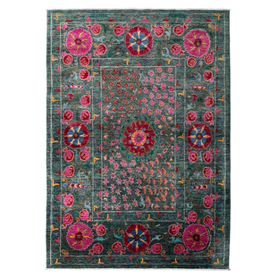 阿富汗进口 奢华别墅复古美式花卉图案 手工打结客厅卧室羊毛地毯