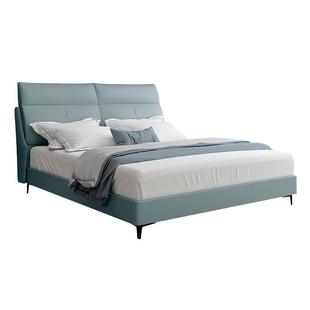 雅兰头层真皮床架1.5米床实木现代轻奢软床主卧双人婚床 维港之夜