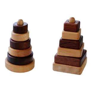 蒙氏早教实木叠叠乐原木套塔积木婴儿木制玩具益智可啃咬6个月1岁