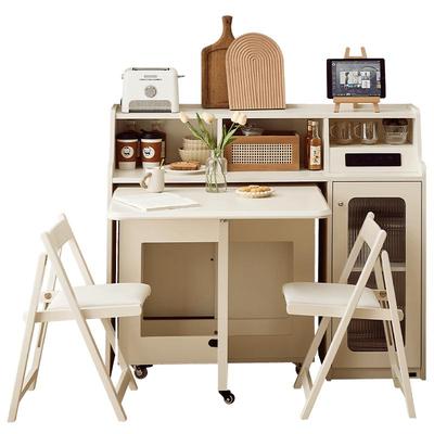 全友家居奶油风折叠桌餐边柜