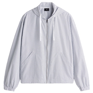 HM男装夹克春季简约时尚宽松版型全拉链外套1313163