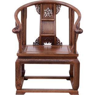 红木家具鸡翅木圈椅中式椅子实木太师椅皇冠椅靠背皇宫椅单人茶椅