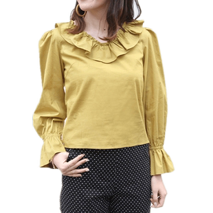 RANDA 春夏新款喇叭袖设计款领子罩衫上衣 BB01137