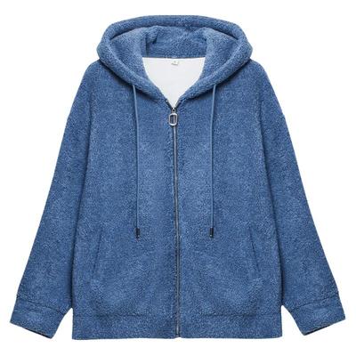 羊羔毛加绒加厚卫衣女宽松外套冬