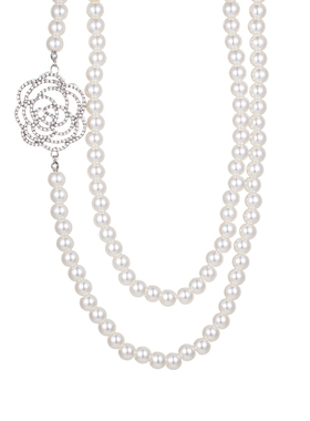 玫瑰花珍珠长款项链女百搭