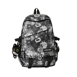 混的人书包男生初中生双肩包大容量小众不撞款大学生个性电脑包男