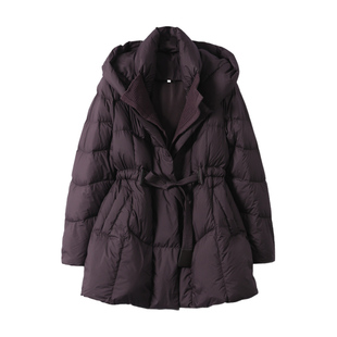 淘么淘 优雅高格调 白鸭绒系带收腰针织拼连帽2026巨好看的羽绒服