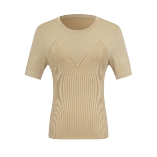 YLLE ELLY/衣衫妙影时尚修身毛衫醋酸缎感拼接针织衫