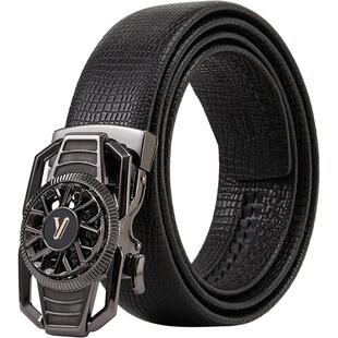 意尔康男士商务腰带真皮百搭自动扣休闲男皮带红礼盒装送爸爸礼物