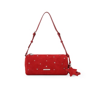 ANGELSKY原创设计手提包单肩麂皮包腋下包流苏包包红色秋冬新款