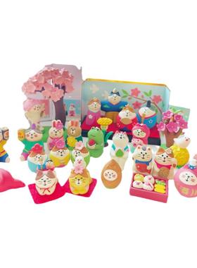 正版decole樱花女儿节猫咪摆件