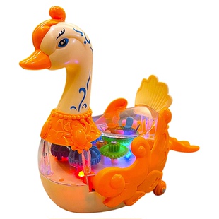 儿童电动玩具万向齿轮天鹅灯光音乐早教益智力0-3岁1儿童礼物2-4