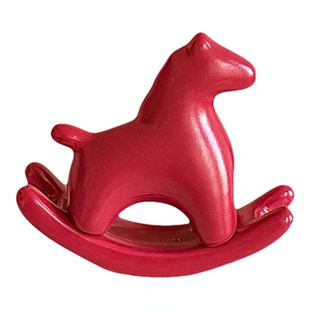 喜庆陶瓷红色摇摇马茶宠摆件茶道文玩办公桌面马年可爱装饰工艺品