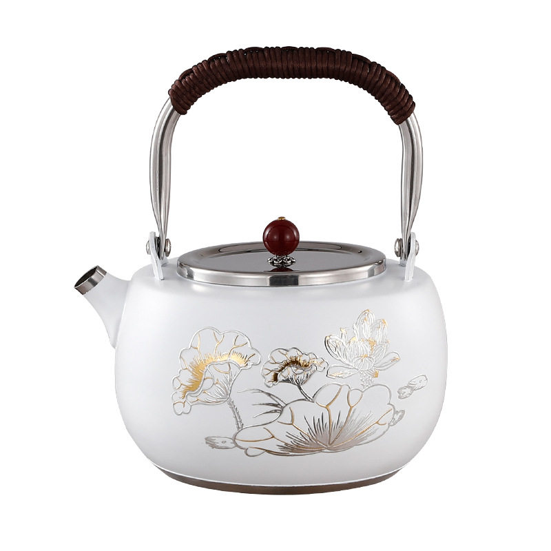 国潮荷花不锈钢茶壶电热茶壶