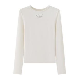 NUMBER HERE 柔软莫代尔羊毛针织面料前胸logo印花长袖针织T恤