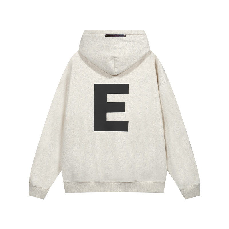 11E“E”秋冬重磅美式复古男女背后印花字母logo连帽卫衣外套帽衫