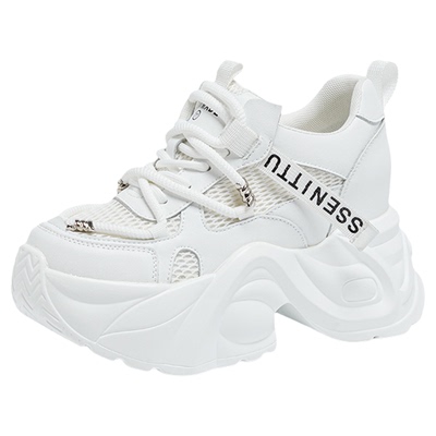 松糕厚底时尚百搭超高跟白鞋子