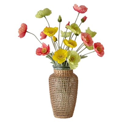 冰岛虞美人仿真花装饰花瓶摆件