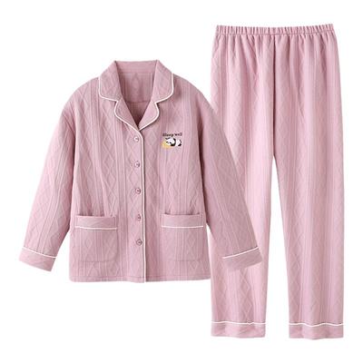 睡衣女士冬季纯棉夹层长袖家居服