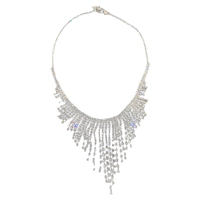 夸张镶钻流苏项链欧美
