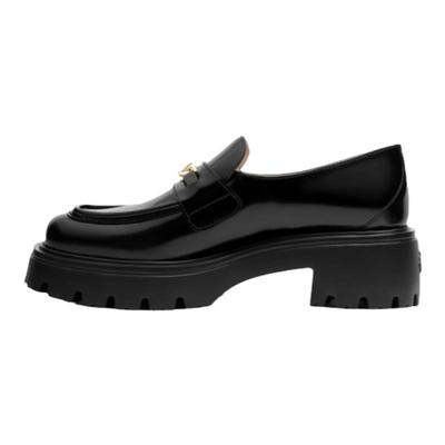 SW早秋新款沟纹厚底粗跟乐福鞋