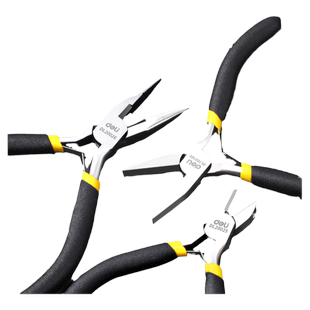 得力迷你钳子尖嘴钳多功能电工剥线老虎钳钢丝钳斜口钳DIY珠宝钳